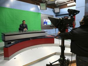 Al-Aqsa Television’s studio in Gaza City.