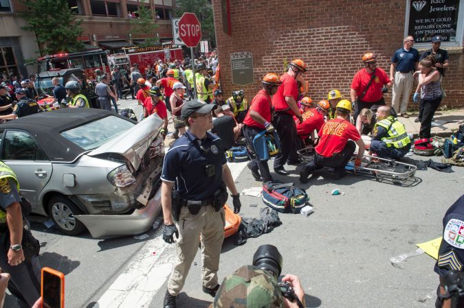The aftermath of a deadly car-ramming attack on protesters opposing a white supremacist rally.