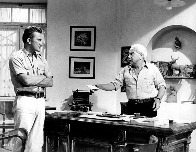 His Name Is Not Spartacus: Kirk Douglas and Luther Adler share a tense moment in ‘Cast a Giant Shadow.’